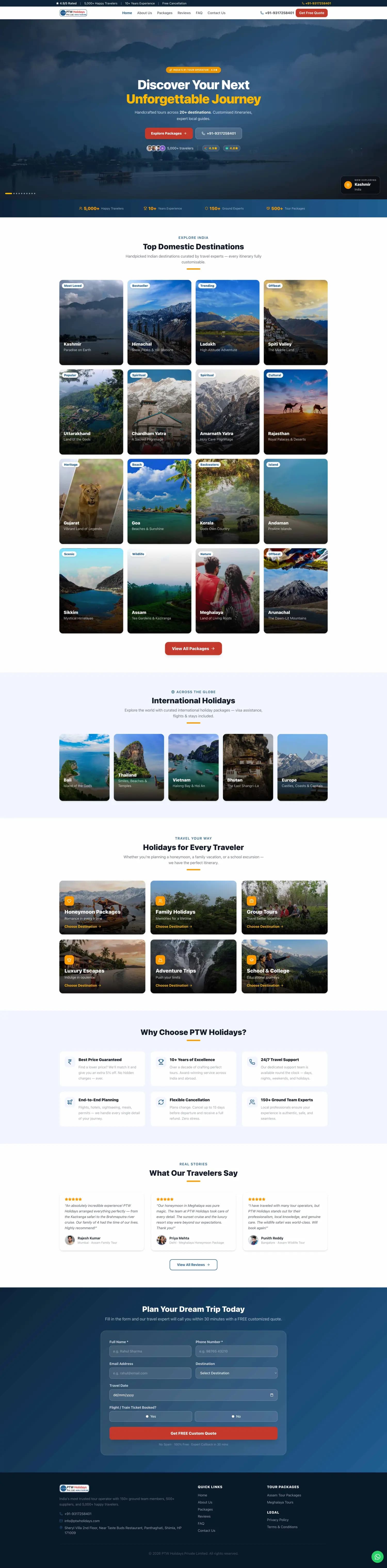 PTW Holidays — Travel · Web + Brand